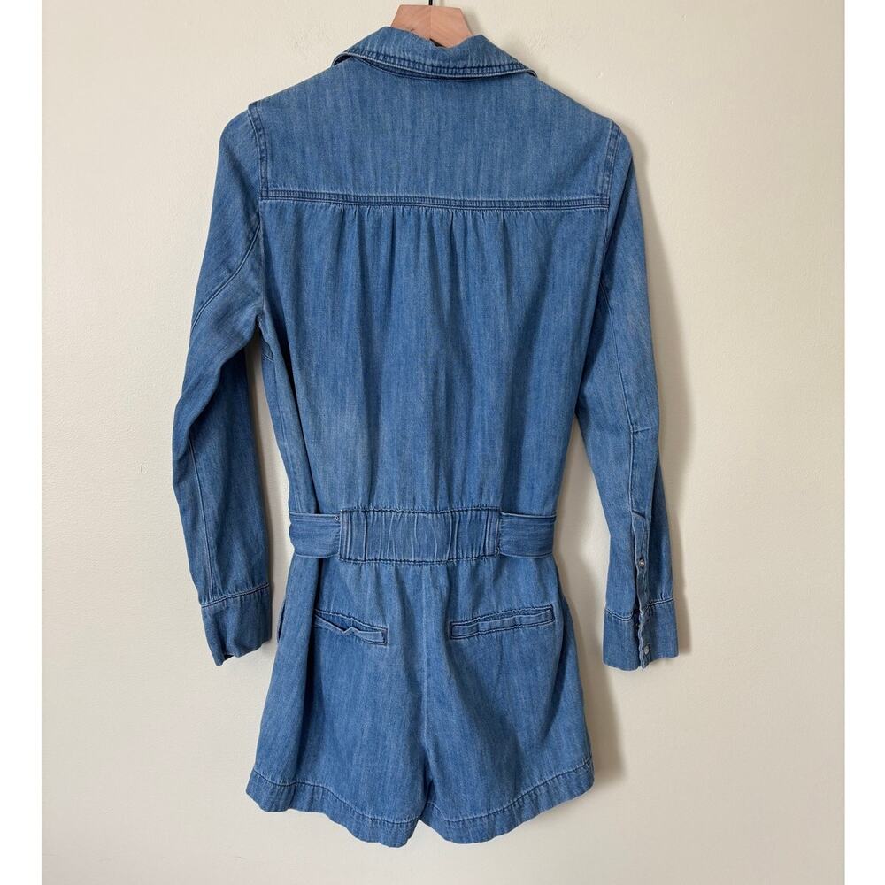 Veronica Beard Jean Denim Long Sleeve Zip Front Romper Blue S - Picture 10 of 10
